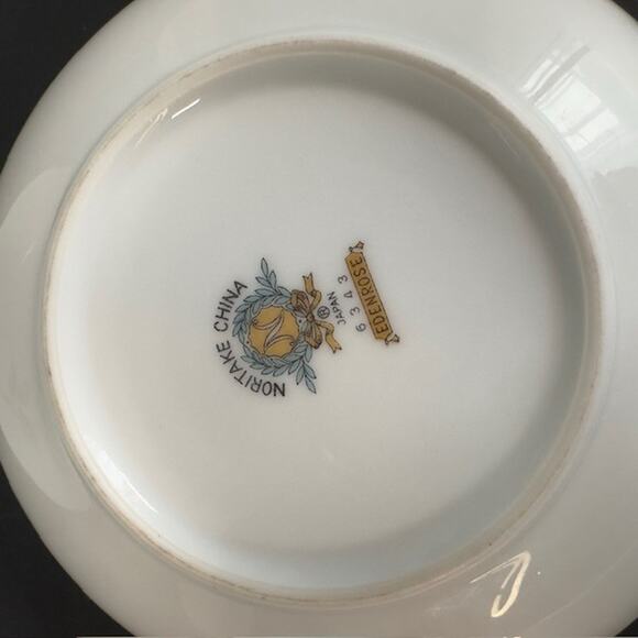 Noritake Edenrose 2 Fruit/Dessert (Sauce) Bowls Gray/Pink/White Roses VTG - Picture 10 of 13